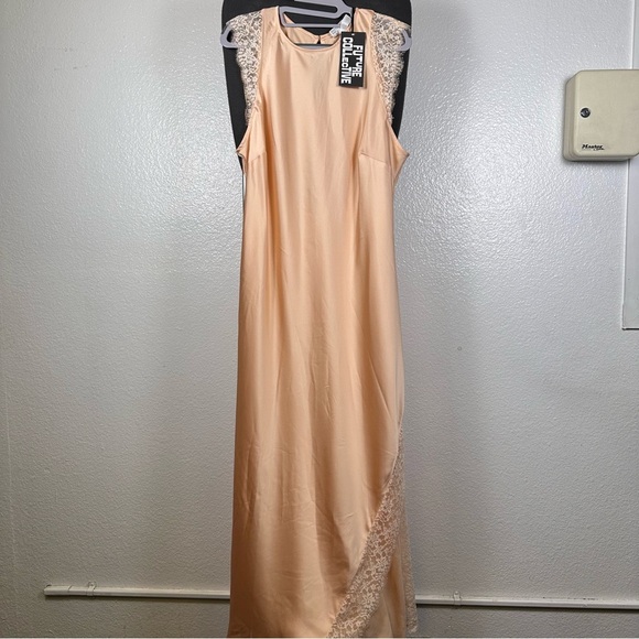 Future Collective | Chic Peach Dress with Lace Detail - Picture 1 of 7